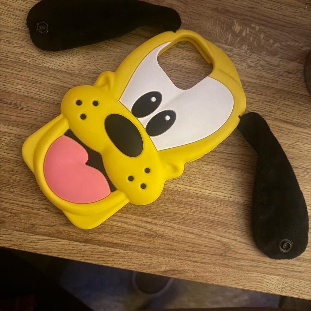 Yellow Cartoon Dog Phone Case with Ears 12/13 pro max